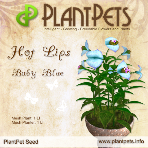 Second Life Marketplace PlantPet Seed [Hot Lips *Baby Blue*], Common
